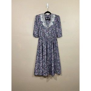 VTG Womens Floral Maxi Dress 10 Floral Cottagecore Prairiecore Lace 90s Retro